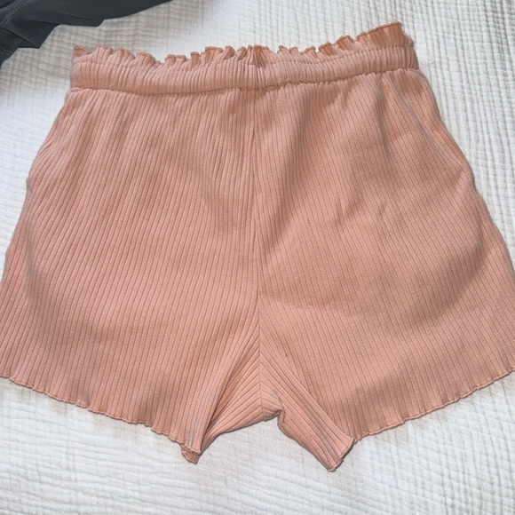 LUSH Pink Ribbed Drawstring Shorts - Picture 2 of 4